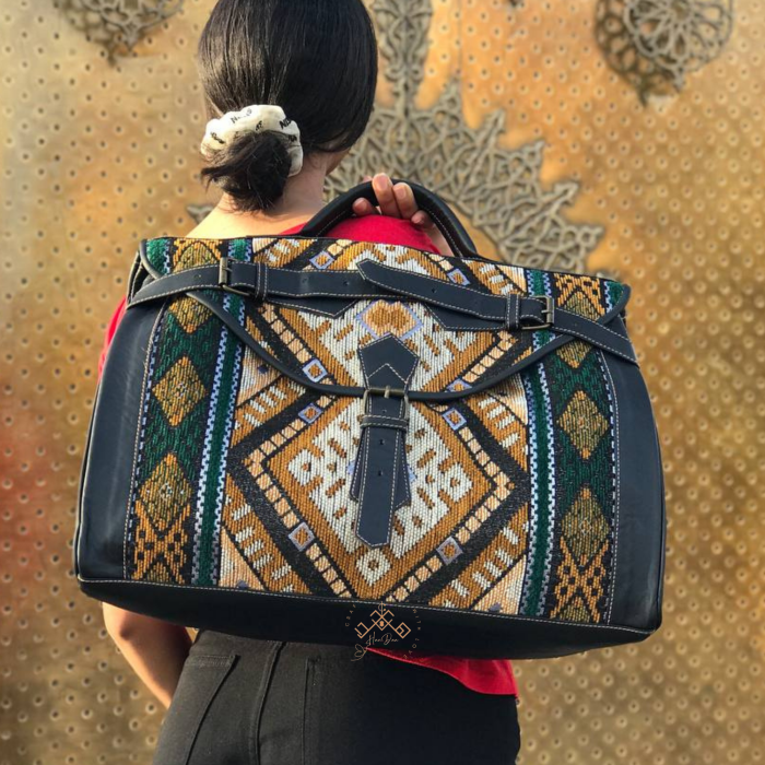 Handcrafted Victorian carpet leather bag - Image 3