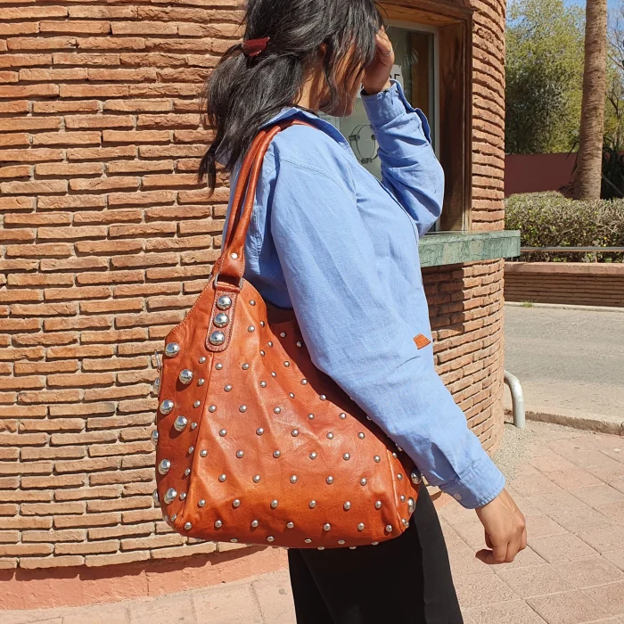 Shoulder Studded leather handbag - Image 4