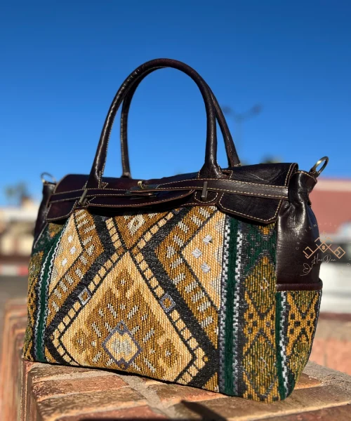 Green carpet Leather bag for Women