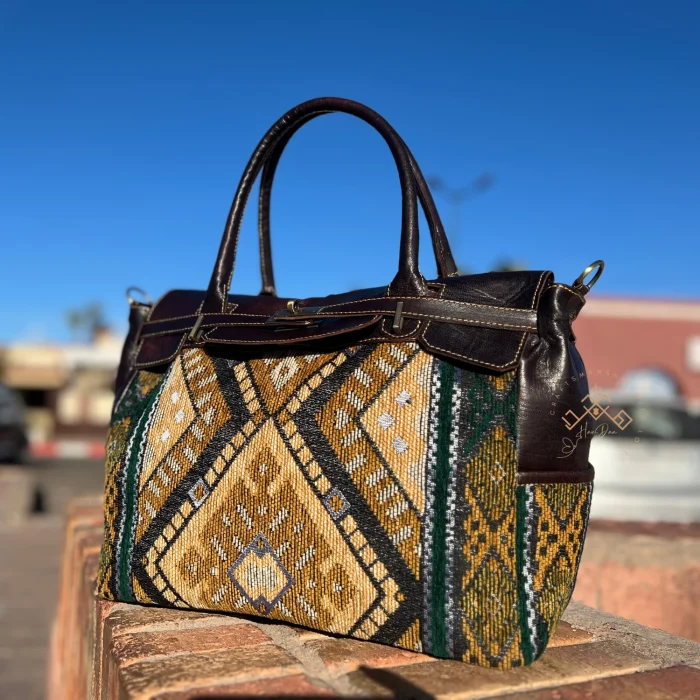 Green carpet Leather bag for Women