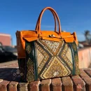 Green carpet Leather bag for Women