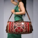 moroccan large kilim leather travel bag