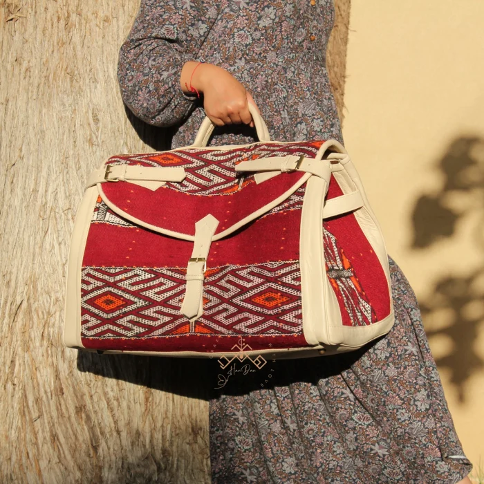 Morocco Carpet Leather Travel Bag - Image 3