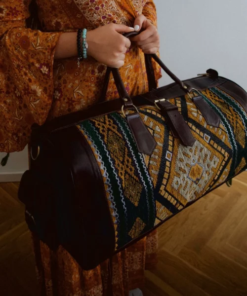 handmade kilim Travel leather Bag