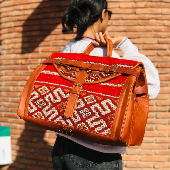 Vintage carpet Leather Travel Bags - Image 2