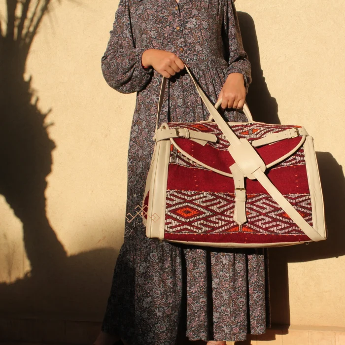 Morocco Carpet Leather Travel Bag - Image 6