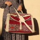Vintage handmade Red Carpet Leather Bag