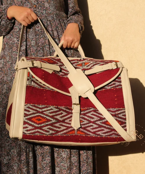 Vintage handmade Red Carpet Leather Bag
