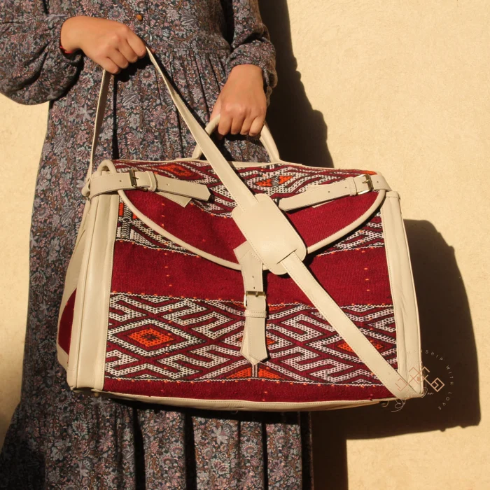 Vintage handmade Red Carpet Leather Bag