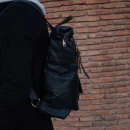 Black Roll Top Leather Backpack for men & women