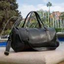 Black Handmade Small Leather Travel Bag