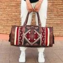 moroccan large kilim leather travel bag