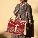 Vintage handmade Red Carpet Leather Bag