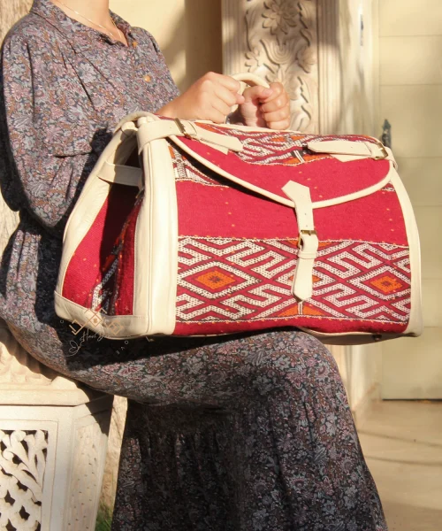 Morocco Carpet Leather Travel Bag