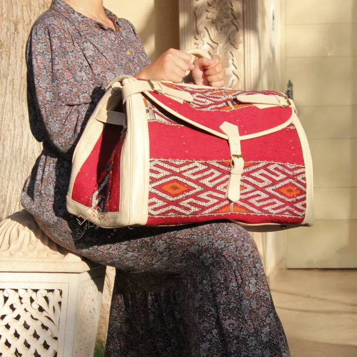 Morocco Carpet Leather Travel Bag