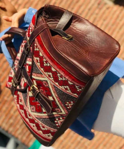 Personalized Weekend travel Carpet Leather bag
