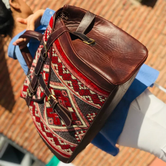 Personalized Weekend travel Carpet Leather bag