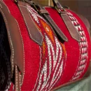 Antique Moroccan carpet leather travel bag