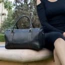 Black Handmade Small Leather Travel Bag