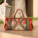 Chic Kilim Travel Bag with green Carpet Design