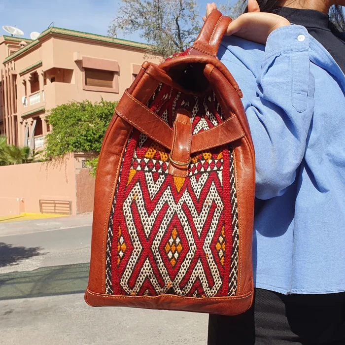 Morocco Vintage Red Carpet Leather travel Bag - Image 3