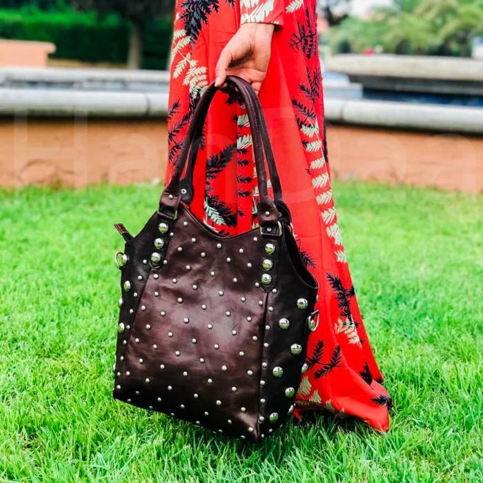 Shoulder Studded leather handbag - Image 19