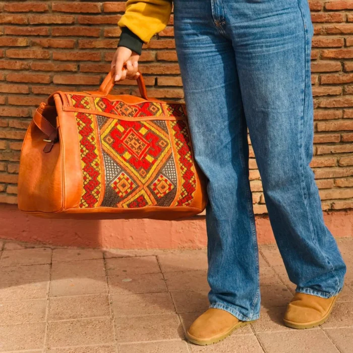 Personalized Crafted Kilim Travel leather Bag - Image 16