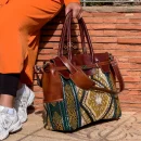 Green carpet Leather bag for Women