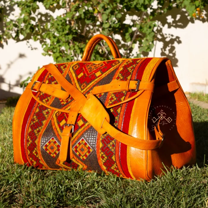 Personalized Crafted Kilim Travel leather Bag - Image 2