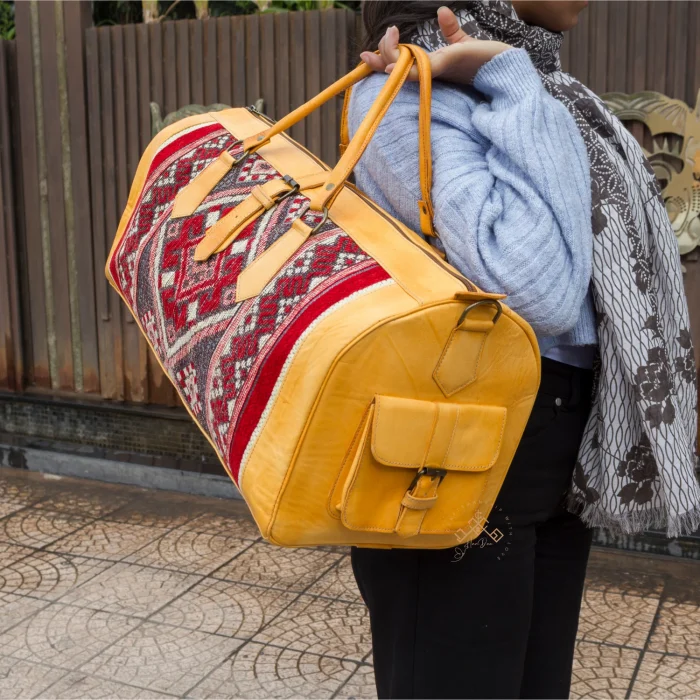 Large Kilim Leather Travel Bag - Image 2