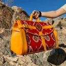 Moroccan Handmade Carpet Leather Travel Bag
