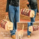 Natural Large Kilim Leather Travel Bag