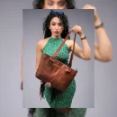 Brown Leather Fringe Handbag