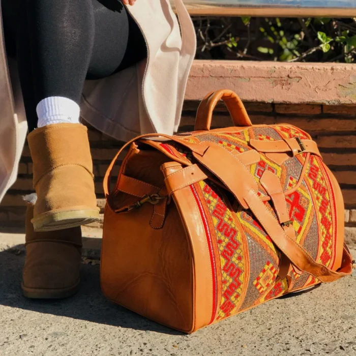 Personalized Crafted Kilim Travel leather Bag - Image 10