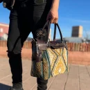 Green carpet Leather bag for Women