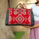 Moroccan Handmade Carpet Leather Travel Bag