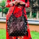 Shoulder Studded leather handbag