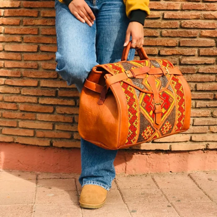 Personalized Crafted Kilim Travel leather Bag - Image 12