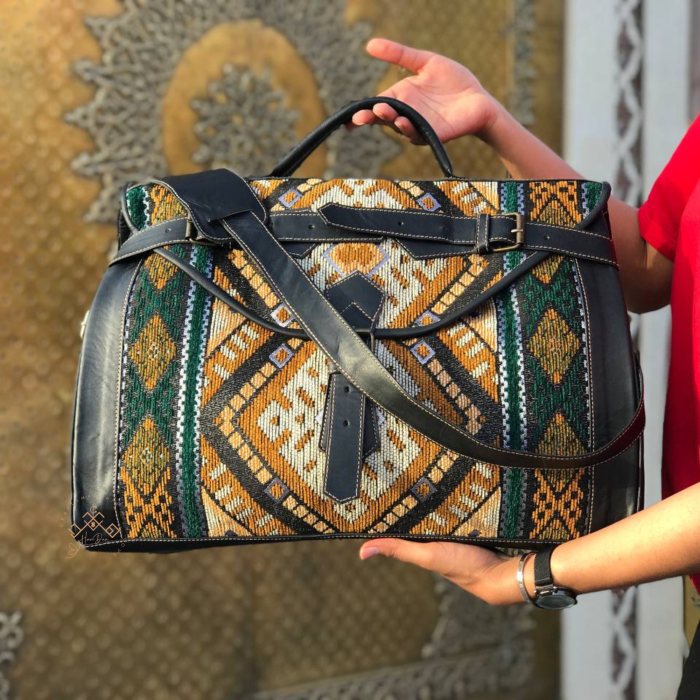 Handcrafted Victorian carpet leather bag - Image 5