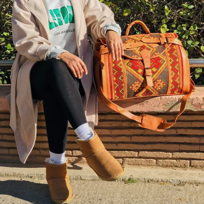 Personalized Crafted Kilim Travel leather Bag - Image 13