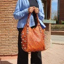 Shoulder Studded leather handbag