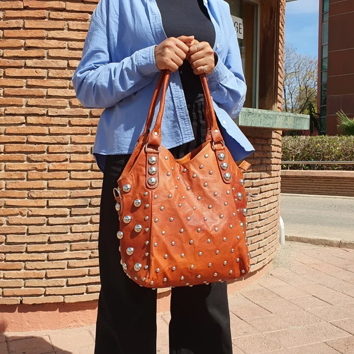 Shoulder Studded leather handbag - Image 10