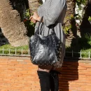 Shoulder Studded leather handbag