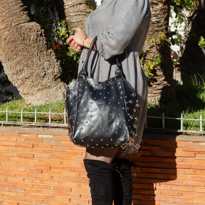 Shoulder Studded leather handbag - Image 9