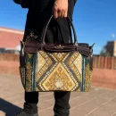 Green carpet Leather bag for Women