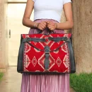 Moroccan Handmade Carpet Leather Travel Bag