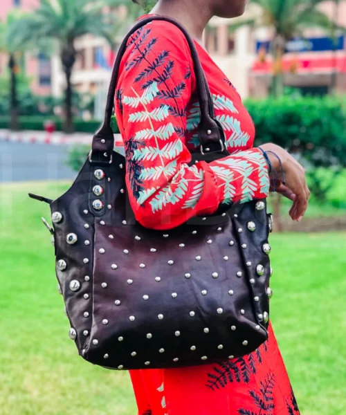 Shoulder Studded leather handbag