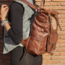 Moroccan Roll-Top leather Backpack for women