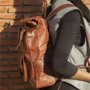 Moroccan Roll-Top leather Backpack for women