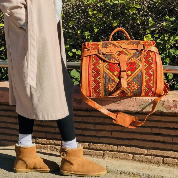 Personalized Crafted Kilim Travel leather Bag - Image 15
